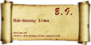 Bárdossy Irma névjegykártya