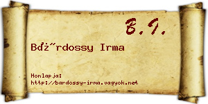 Bárdossy Irma névjegykártya